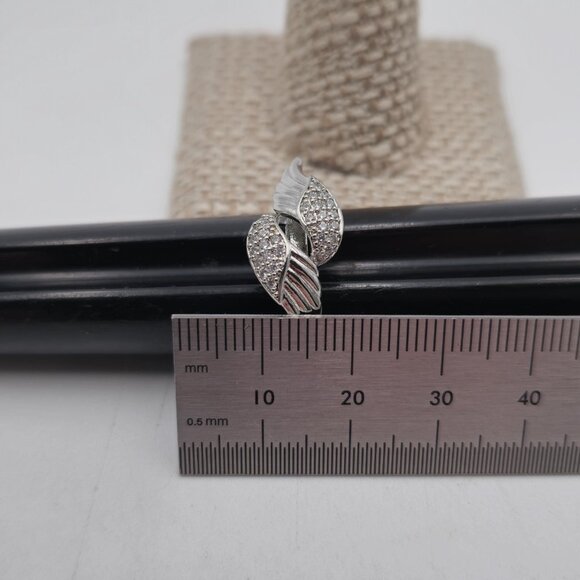 Size 7.75 Sterling Silver Cubic Zirconia Gem Wings Ring A3829 - Picture 8 of 9